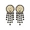 RHINESTONE TASSELS LION HEAD EARRING