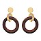 WOOD HOOP METAL EARRING