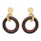 WOOD HOOP METAL EARRING