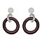 WOOD HOOP METAL EARRING