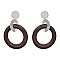 WOOD HOOP METAL EARRING