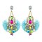 FABRIC PETALS DANGLY RHINESTONE EARRING
