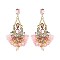 FABRIC PETALS DANGLY RHINESTONE EARRING