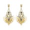 FABRIC PETALS DANGLY RHINESTONE EARRING