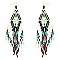 WESTERN NATIVE AMERICAN SEED BEAD FRINGE EARRINGS