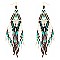 WESTERN NATIVE AMERICAN SEED BEAD FRINGE EARRINGS