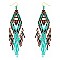 WESTERN NATIVE AMERICAN SEED BEAD FRINGE EARRINGS