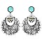 FASHION STEER SKULL WESTERN STYLE TURQUOISE DANGLE EARRINGS