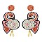 ATTRACTIVE TROPICAL SEED BEAD EARRINGS - FLAMINGO