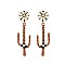 TRENDY WESTERN CACTUS FLOWER DANGLE EARRINGS