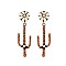 TRENDY WESTERN CACTUS FLOWER DANGLE EARRINGS