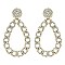STYLISH CHAIN LINK CRYSTAL RHINESTONE TEARDROP HOOP EARRINGS
