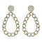 STYLISH CHAIN LINK CRYSTAL RHINESTONE TEARDROP HOOP EARRINGS