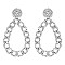 STYLISH CHAIN LINK CRYSTAL RHINESTONE TEARDROP HOOP EARRINGS