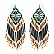 Multicolor Native American Beaded Fringe Drop Earrings