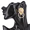 LARGE GOLD LION HEAD STONE KNOCKER EARRINGS