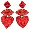 ADORABLE HEART LIPS SEED BEAD DROP EARRINGS