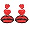 ADORABLE HEART LIPS SEED BEAD DROP EARRINGS