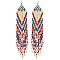 Native American Colorful Cascading Long Drop Fringe Bead Earrings