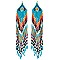 Native American Colorful Cascading Long Drop Fringe Bead Earrings