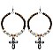 Western Beaded Hoop Drop Earrings with Cross