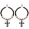 Western Beaded Hoop Drop Earrings with Cross