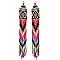 Native American Colorful Long Drop Cascading Tassel Bead Earrings