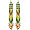 Native American Colorful Long Drop Cascading Tassel Bead Earrings