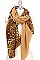 STYLISH LEOPARD PRINT H AND H PLEATED SCARF