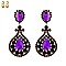 Large 3.5"  GEM STONE CATHEDRAL WINDOW CLIP EARRINGS