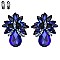 LARGE CRYSTAL PETAL TEARDROP CLIP ON EARRINGS