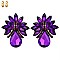 LARGE CRYSTAL PETAL TEARDROP CLIP ON EARRINGS