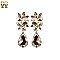 Fashionable Dangling Teardrop Gem with Stone Cluster Metal Clip Earrings SLECQ4279