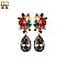 Fashionable Dangling Teardrop Gem with Stone Cluster Metal Clip Earrings SLECQ4279