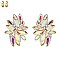 Large 2 inch Marquise Gem Leaf Clip Earrings