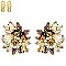 FASHION FLOWER METAL/STONE CLIP EARRING