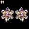 DROP STONE FLOWER CRYSTALS CLIP EARRINGS