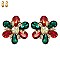 DROP STONE FLOWER CRYSTALS CLIP EARRINGS