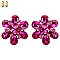 DROP STONE FLOWER CRYSTALS CLIP EARRINGS