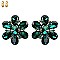 DROP STONE FLOWER CRYSTALS CLIP EARRINGS