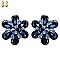 DROP STONE FLOWER CRYSTALS CLIP EARRINGS