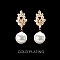 CRYSTAL CZ DROP PEARL POST EARRINGS