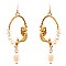 EE0610-LP Plastic Pearl Sea Life Metal Fish Hook Earring