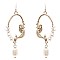 EE0610-LP Plastic Pearl Sea Life Metal Fish Hook Earring