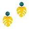 Color Block Leather Metal Leaf Post Earring EE0815-LP