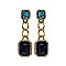 Trendy Dangly Rectangular Gems and Chain Fashion Earrings SLEG203