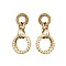 Chic Wooden Metal Straw Linked Hoop Post Earrings MH-ELE1209