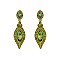 FASHIONABLE DANGLY LEAF W/ OVAL GEM and STONES EARRINGS SLEQ158