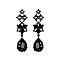 Fashionable Dangly Teardrop Gem with Flower and Stones Earrings SLEQ166