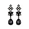 Fashionable Dangly Teardrop Gem with Flower and Stones Earrings SLEQ166